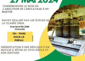 Commémoration de l’abolition de l’esclavage : Présentation d’un moulin à bête par des élèves de CM2